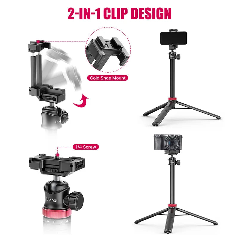 TRIPOD MT-44 Tripods Smartphone Vlog Tripods with Cold Shoe Phone Mount Holder for Mobile Tripod Camera Portable SLR