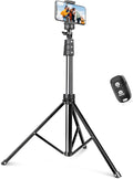 72" Phone Tripod, Extendable Cell Phone Tripod Stand, Selfie Stick with Wireless Remote and Phone Holder, Compatible with Iphone Android Phone, Camera