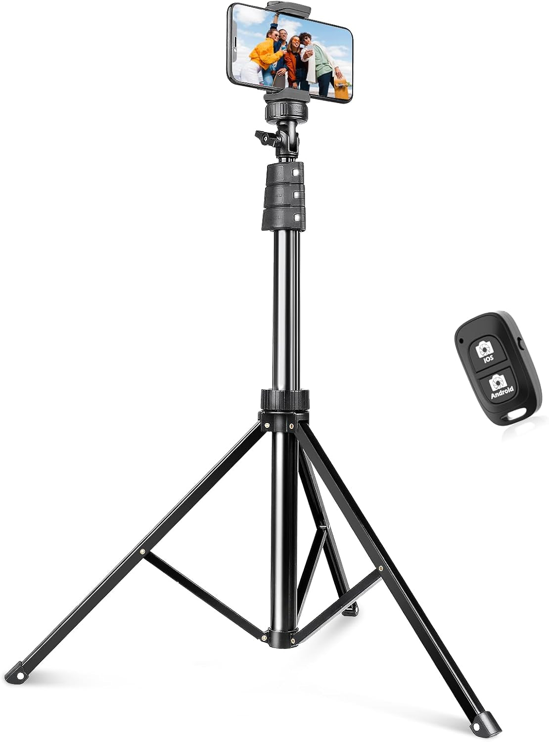 72" Phone Tripod, Extendable Cell Phone Tripod Stand, Selfie Stick with Wireless Remote and Phone Holder, Compatible with Iphone Android Phone, Camera