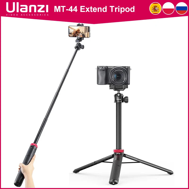 TRIPOD MT-44 Tripods Smartphone Vlog Tripods with Cold Shoe Phone Mount Holder for Mobile Tripod Camera Portable SLR