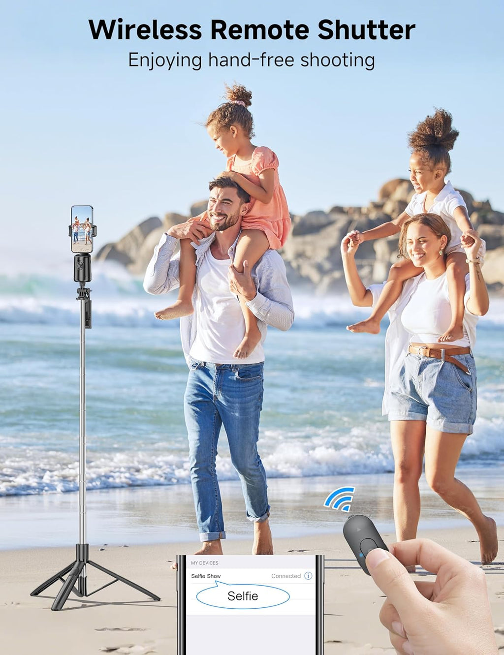 66" Auto Face Tracking Tripod for Iphone, 360° Rotation Face Body Phone Tripod Stand with Remote, Smart Shooting Holder Camera Selfie Stick for Tiktok Vlog Video Recording, Gesture Control, No App