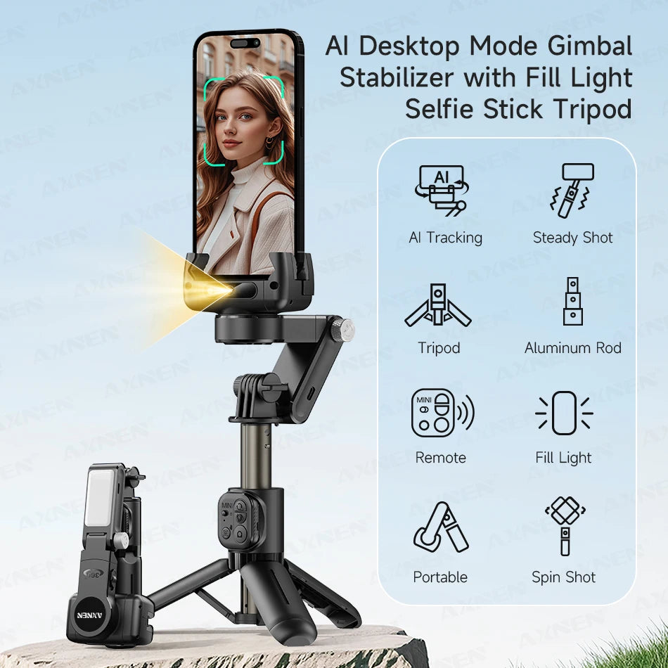 AI Tripod Auto Rotation Face Track 360°